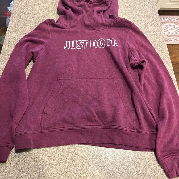 Nike Tops - Nike Burgundy 'Just Do It' Hoodie